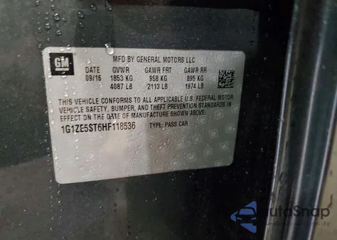 2017 Chevrolet Malibu Lt из США, поврежденный, VIN 1G1ZE5ST6HF118536